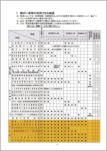 制度名と利用可能な障がい等級